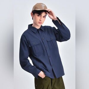Men’s Bench X Baekhyun Blue Twill Overshirt Size Small